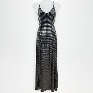 Vtg Fashion Poet Dress‎ Womens Medium Black Bling Maxi Gown Formal Hoco Goddess